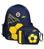 Fenerbahçe Erkek Çocuk İlkokul Çantası ve Beslenme Çantası Seti (Futbol Topu Şekilli) Sarı - Lacivert - SETFB26784B