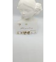Gold Renk Taşlı ve Plaka Yıldız Küpe Seti