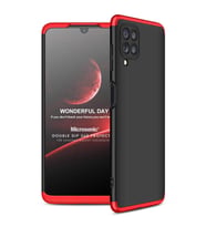 Microsonic Samsung Galaxy M22 Kılıf Double Dip 360 Protective Siyah Kırmızı (Siyah-Kırmızı)