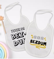 BK Kids Bezdum Tasarımlı 2’li Beyaz Mama Önlüğü-1