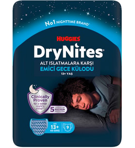 Drynites Emici Gece Külodu/Külot Bez Erkek 13+ Yaş (48-60KG) X Large 9 Adet (Alt Islatmalara Karşı)