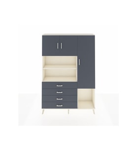 Arges Gardrop 8 Raflı 4 Çekmeceli 3 Kapaklı 132x30x195 Aytaşı-Antrasit