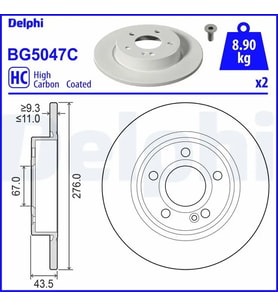 DELPHI BG5047C Arka Fren Diski A2474230112 (2 Adet Fiyatıdır)
