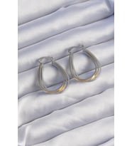 Pirinç Gold Gümüş Renkli Oval Çoklu Görünümlü Küpe - TJ-BKP9223