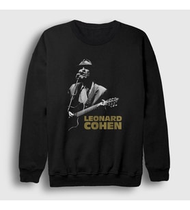Presmono Unisex Siyah Poster Müzik Leonard Cohen Sweatshirt 486881tt