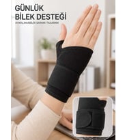 Siyah El Bilek Desteği Cırtlı Ayarlanabilir Başparmak Geçişli Bileklik Spor Bandajı