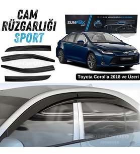 Sunplex Toyota Corolla 2018 Sonrası Uyumlu Spor Cam Rüzgarlığı Seti Piano Black 4'lü Parlak Siyah