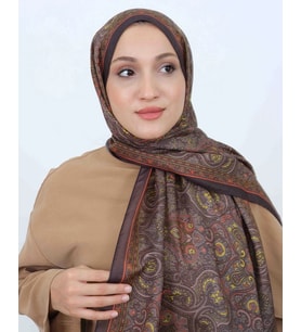 Luissa Soft Şal Etnik Desen Acı Kahve