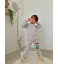 ERKEK ÇOCUK BRAWL STARS MODELLİ 3 İPLİK ŞARDONLU EŞOFMAN TAKIMI (Gri)