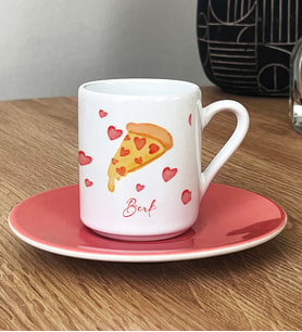 Kişiye Özel Pizza Lover Türk Kahvesi Fincanı (Pembe)