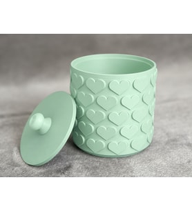 3D Baskı Kalp Desenli Kapaklı Saklama Kutusu - İki Renkli Organizer - Mint