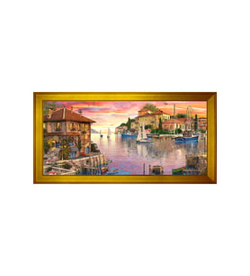 Manzara Temalı Kanvas Tablo 50 x 70 cm Gold Çerçeve