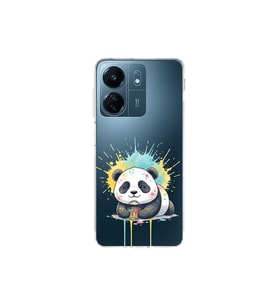 Redmi 13C ile Uyumlu Splash Panda Tasarımlı Şeffaf Silikon Kılıf