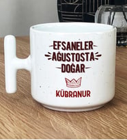 Kişiye Özel Efsaneler Ağustosta Doğar Hediye T Kupa Bardak Doğum Günü Hediyesi (Beyaz)