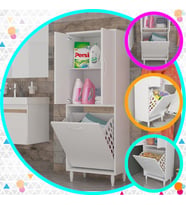 MODİLAYN Gamzem BANYO 55 x 138 cm Çamaşır Bölmeli Banyo Dolabı
