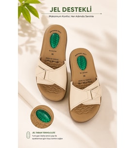 Vizyon 4507 Hafif Yumuşak Tabanlı Comfort Jelli Cırtlı Kadın Terlik