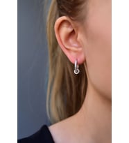 Papatya Silver 925 Ayar Gümüş Zirkon Taşlı Üçlü İç İçe Geçme Halka Küpe (Rodyum)