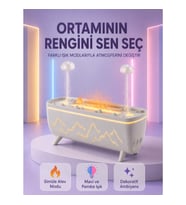 Mey İthalat® Yağmur Efektli Hava Nemlendirici 280 ML Aromaterapi Difüzörü Alev Modlu Uzaktan Kumanda