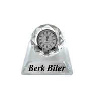 Kişiye Özel Tasarım Kristal Cam Kaideli Masa Saati, Kaideli Saat, Cam Kaideli Saat, Cam Saat, Kristal Saat, Masa Saati, Kaideli Saat, Ofis Saat, Hediye Saat, Ofis Hediyesi, İş Hediyesi, Doğum Günü Hediyesi