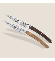 2 Deejo Paring Knives, Olive and Coral Wood / Terra Incognita and Globe Trotter Bıçak Seti (Karışık)