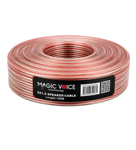 Magicvoice 2X1.50 Şeffaf Kırmızı Çizgili 100 Metre Hoparlör Kablosu