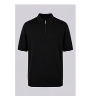 Trender Düz Yarım Fermuarlı Siyah Erkek Polo Yaka T-shirt 16357-15965