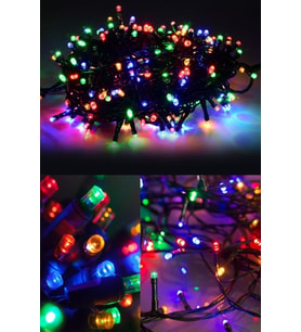 Rengarenk Yılbaşı Çam Ağacı Işığı 9-10 Metre Fişli Led Rgb Lambalı