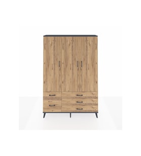 Arges Gardrop 5 Raflı 5 Çekmeceli Tek Askılı 132x30x195 Antrasit-Çam