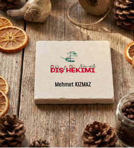 Kişiye Özel Diş Hekimi Bardak Altlığı Tıp Bayramı Hediyesi (Krem)