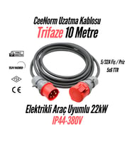 Bemis CEE Norm EV Şarj Uzatma Kablosu 5x6 10 Metre 11 kW – 22 kW  5/32A Fiş – 5/32A Priz
