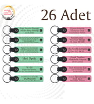 Yeşil & Pembe, Yaratıcı Yazarlık Kursu Katılımcılarına, 26’lı Set, İsim Yazılabilen Deri Anahtarlık