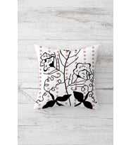 Line Art Çiçekli Çift Tarafı Baskılı Gizli Fermuarlı Yastık Kılıfı Kırlent Koltuk Yastık Kılıfı (Çok Renkli)