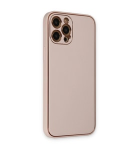 İphone 12 Pro Kılıf Co Deri  Kapak - Pudra
