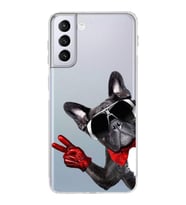 PrintiFy Samsung Galaxy S21 Plus ile Uyumlu Köpek 2 Kamera Korumalı Şeffaf Kılıf