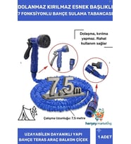 Uzayan Bahçe Hortumu 7.5 Metre Ayarlanabilir Tabancalı Premium Sulama Hortumu Bahçe Hortumu 7 Fonksiyonlu Sulama Başlığı 1
