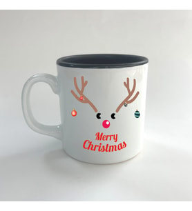 Merry Christmas Geyik Baskılı Siyah Multi Yılbaşı Kupası