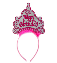 Parti Happy Birthday Neon Pembe Renk Doğum Günü Tacı 24x15 cm