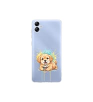 Samsung Galaxy A04e ile Uyumlu Splash Köpek Tasarımlı Şeffaf Silikon Kılıf