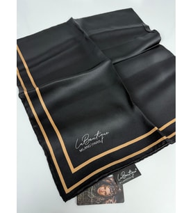 LA BOUTİQUE SURA İPEK EŞARP - 90X90 (Siyah-Gold)