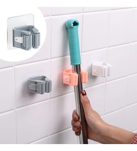 Tekli Duvara Yapışkanlı Mop Tutucu Aparat Sopa Askısı (5343)