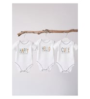 %100 Organik Pamuk 3lü Baskılı Kısa Kollu Bebek Body (Beyaz)