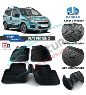 Fiat Fiorino Havuzlu 3D Paspas Niken Siyah 2007 Sonrası