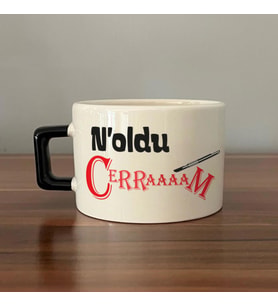 Noldu Cerraaaam Baskılı Siyah Kulplu C Fincan