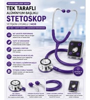 Tek Taraflı Alüminyum Başlıklı Stetoskop  Yetişkin Uyumlu  Mor