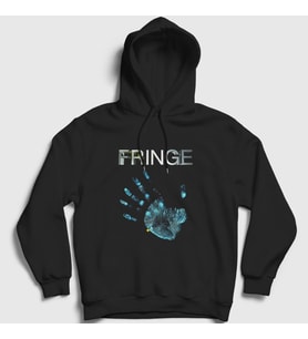 Presmono Unisex Siyah Hand Fringe Dizi Kapüşonlu Sweatshirt 438418tt