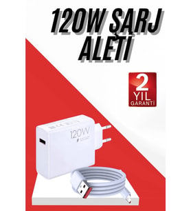 120W Şarj Aleti Hızlı Çift Turbo Şarj Aleti Seti Beyaz