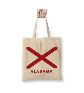 Alabama State Flag Beyaz Bez Çanta Uzun Saplı Alışveriş Çantası Plaj Çantası