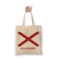 Alabama State Flag Beyaz Bez Çanta Uzun Saplı Alışveriş Çantası Plaj Çantası