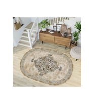 Eliana Home Baskılı, Yıkanabilir Kaymaz Taban Oval Halı LNA7198-SD482 100x150 cm (Bej)