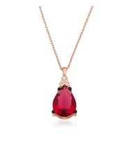 Gümüş Kırmızı Topaz Damla Kolye